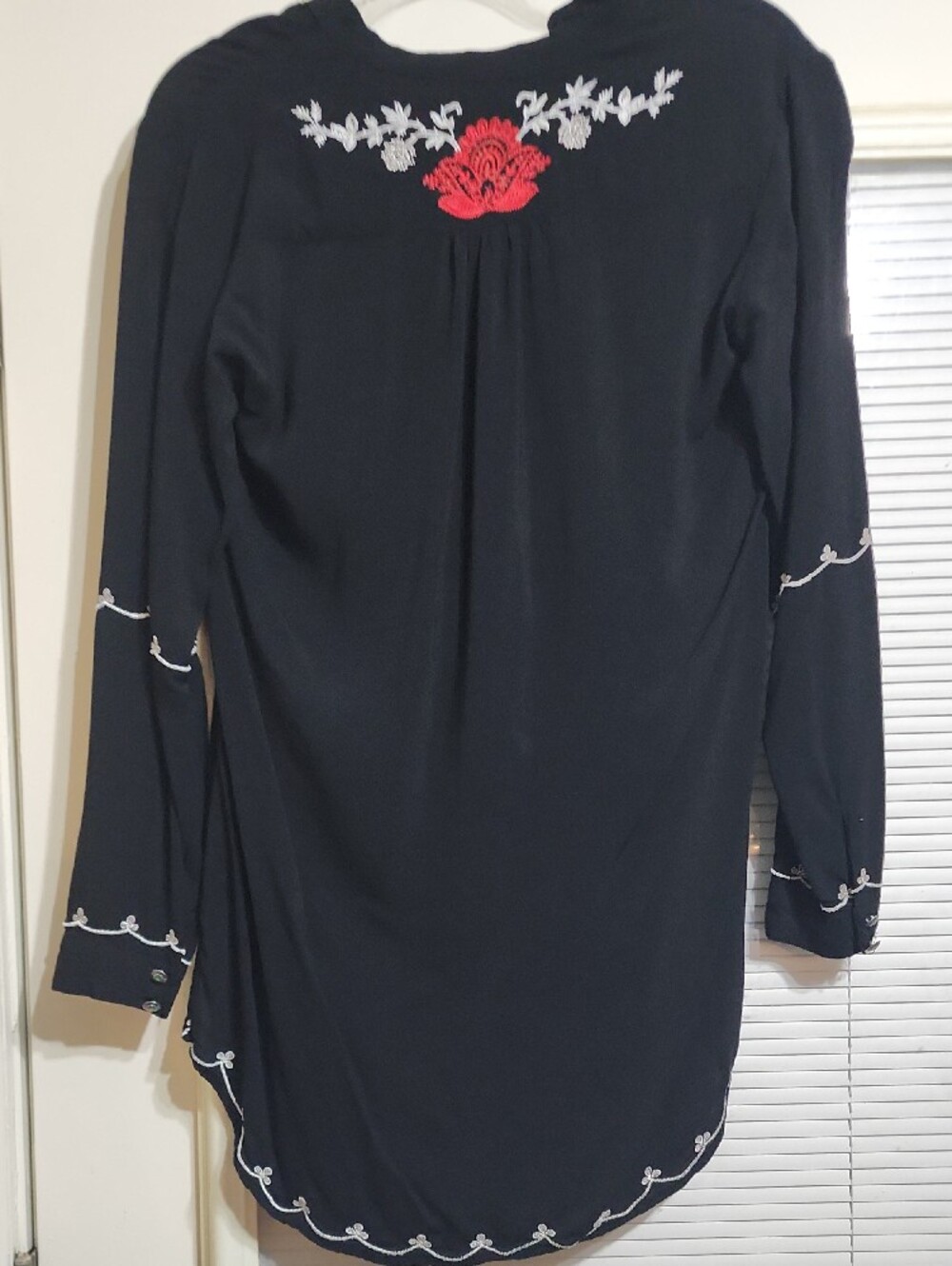 Tasha Polizzi Black Tunic with Red and White Floral Embroidery - Picture 5 of 6